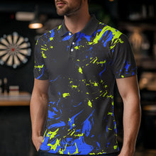 Load image into Gallery viewer, Blue And Green Splatter Personalized Dart Polo Shirts For Men, Dart Jerseys For Team IPHW8501