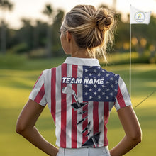 Load image into Gallery viewer, Custom US Flag Golf Club Patriotic Golf Team Shirt For Women, American Golfer Outfits IPHW10579