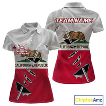Load image into Gallery viewer, Custom California State Flag Golf Club Golf Team Shirt For Women, Golfer Outfits IPHW10581