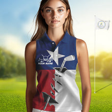 Load image into Gallery viewer, Custom Texas State Flag Golf Club Patriotic Golf Team Shirt For Women, TX Golfer Outfit IPHW10582