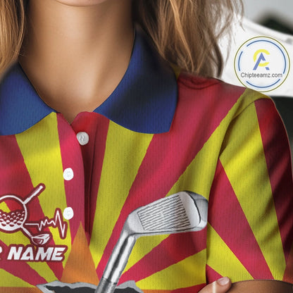 Custom Arizona State Flag Golf Club Patriotic Golf Team Shirt For Women, Golfer Outfits IPHW10583
