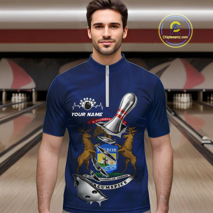 Custom Michigan State Flag Silver Bowling Ball And Pin Patriotic Bowling Shirts For Men IPHW10589