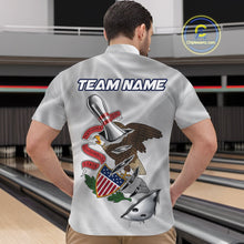 Load image into Gallery viewer, Custom Illinois State Flag Silver Bowling Ball And Pin Patriotic Bowling Shirts For Men IPHW10591