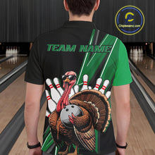Load image into Gallery viewer, Black And Green Custom Funny Turkey Bowling Men Shirts, Bowling League Team Shirt IPHW10801