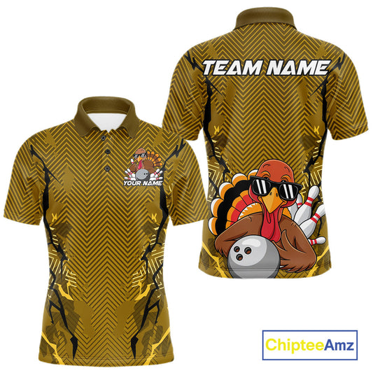 Yellow Custom Funny Turkey Bowling Jerseys, Bowling Team League Shirt Men Bowlers Outfit IPHW10810