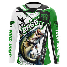 Load image into Gallery viewer, Largemouth Bass Custom Long Sleeve Tournament Fishing Shirts, Bass Fishing Jerseys | Green IPHW6213