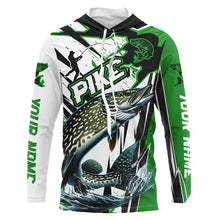Load image into Gallery viewer, Custom Pike Long Sleeve Performance Fishing Shirts, Pike Fishing Jerseys | Green IPHW6215