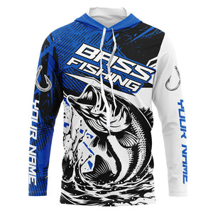 Personalized Bass Fishing Jerseys, Bass Long Sleeve Tournament Fishing Shirts Fishing Gifts | Blue IPHW6206