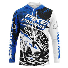 Load image into Gallery viewer, Personalized Pike Fishing Jerseys, Pike Long Sleeve Tournament Fishing Shirts Fishing Gifts | Blue IPHW6207