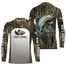 Load image into Gallery viewer, Rainbow Trout Fishing Grass Camo Custom Long Sleeve Fishing Shirts, Trout Tournament Fishing Jerseys IPHW6531