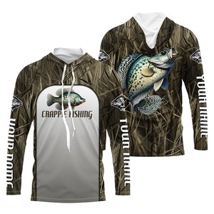 Crappie Fishing Grass Camo Custom Long Sleeve Fishing Shirts, Crappie Tournament Fishing Jerseys IPHW6532