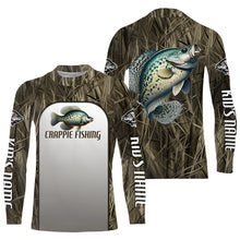 Load image into Gallery viewer, Crappie Fishing Grass Camo Custom Long Sleeve Fishing Shirts, Crappie Tournament Fishing Jerseys IPHW6532