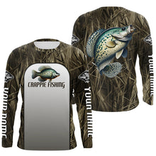 Load image into Gallery viewer, Crappie Fishing Grass Camo Custom Long Sleeve Fishing Shirts, Crappie Tournament Fishing Jerseys IPHW6532