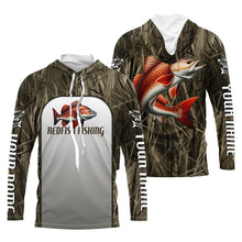 Load image into Gallery viewer, Redfish Fishing Grass Camo Custom Long Sleeve Fishing Shirts, Redfish Tournament Fishing Jerseys IPHW6533