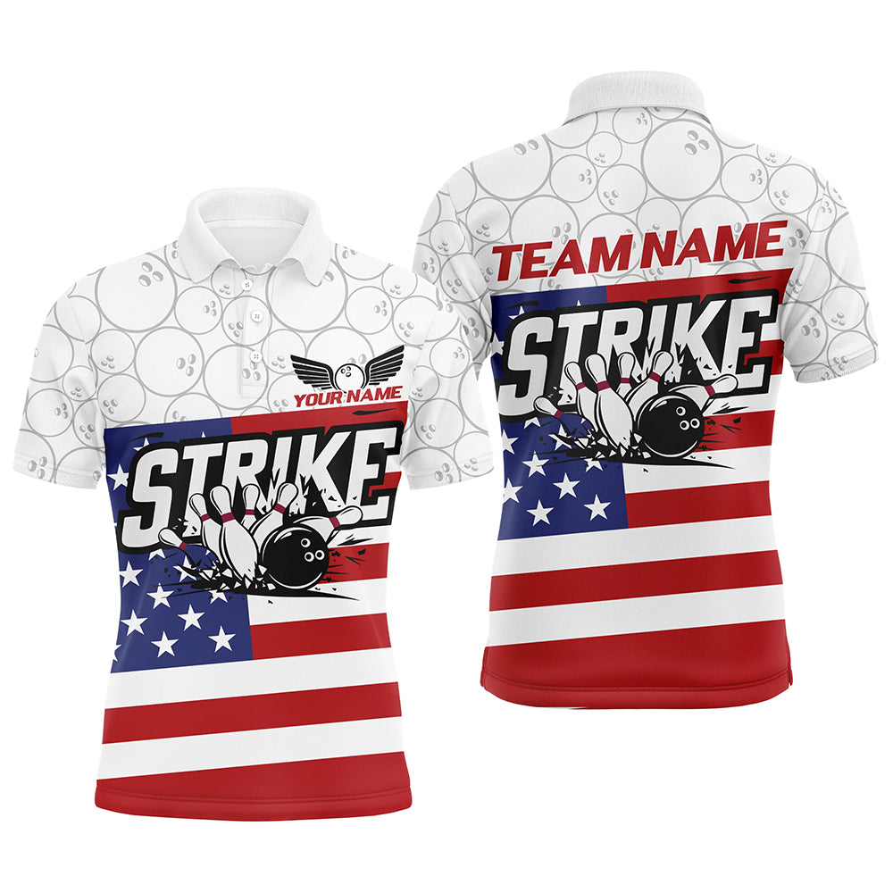 Custom American Flag Strike Bowling Shirts For Men And Women, Patriotic Bowling League Jerseys IPHW6695