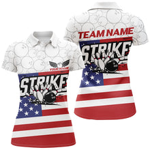 Load image into Gallery viewer, Custom American Flag Strike Bowling Shirts For Women, Patriotic Bowling League Jerseys IPHW6695