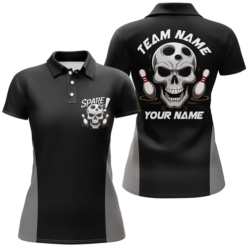 Custom Skull Bowling Shirts For Women, Spare Me Bowlers Outfit Bowling Apparel IPHW6699