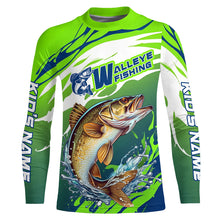 Load image into Gallery viewer, Personalized Walleye Fishing Jerseys, Walleye Fishing Long Sleeve Tournament Fishing Shirts IPHW7026