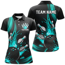 Load image into Gallery viewer, Black And Blue Custom Bowling Uniforms Bowling Shirts For Women, Bowling Team League Shirts IPHW7274