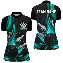 Load image into Gallery viewer, Black And Blue Custom Bowling Uniforms Bowling Shirts For Women, Bowling Team League Shirts IPHW7274