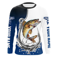 Load image into Gallery viewer, Fishing Hook Custom Walleye Long Sleeve Tournament Fishing Shirts, Walleye Fishing Jerseys IPHW5634