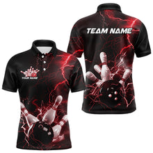 Load image into Gallery viewer, Custom Black And Red Thunder Lightning Bowling Tournament Polo Shirts For Men IPHW8521
