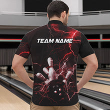 Load image into Gallery viewer, Custom Black And Red Thunder Lightning Bowling Tournament Quarter-Zip Shirts For Men IPHW8521