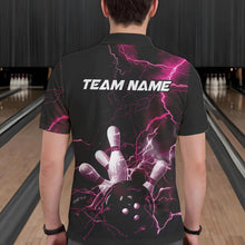 Load image into Gallery viewer, Custom Black And Pink Thunder Lightning Bowling Tournament Polo Shirts For Men IPHW8523
