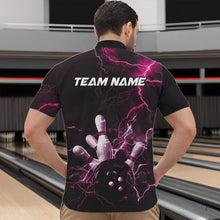 Load image into Gallery viewer, Custom Black And Pink Thunder Lightning Bowling Tournament Quarter-Zip Shirts For Men IPHW8523
