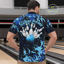 Load image into Gallery viewer, Custom Blue Camo Men Bowling League Shirt, Bowlers Jerseys Bowling Tournament Outfit IPHW10617