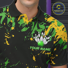 Load image into Gallery viewer, Custom Green And Yellow Camo Men Bowling League Shirt, Bowlers Jerseys Tournament Outfit IPHW10620
