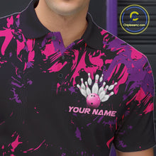 Load image into Gallery viewer, Custom Purple And Pink Camo Men Bowling League Shirt, Bowlers Jerseys Tournament Outfit IPHW10621