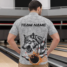 Load image into Gallery viewer, Custom Gray And Red Wolf Bowling Quarter-Zip Shirts For Men, Wolf Bowling Tournament Shirt IPHW8717