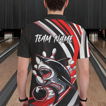 Load image into Gallery viewer, Custom Black And Red Shark Bowling Polo Shirts For Men,  Shark Bowling Team Jerseys IPHW8722