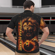 Load image into Gallery viewer, Custom Fire Flame Lion Bowling Team Quarter-Zip Shirts For Men, Lion Bowling Tournament Shirt IPHW8979