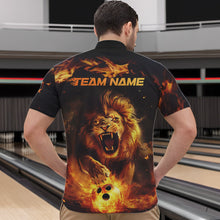 Load image into Gallery viewer, Custom Fire Flame Lion Bowling Quarter-Zip Shirts For Men, Bowling League Shirt Team Uniform IPHW8980