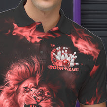 Load image into Gallery viewer, Custom Red Flame Lion Bowling Polo Shirts For Men, Bowling League Shirt Team Uniform IPHW8981