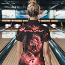 Load image into Gallery viewer, Custom Red Flame Lion Bowling Polo Shirts For Women, Bowling League Shirt Team Uniform IPHW8981