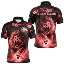 Load image into Gallery viewer, Custom Red Flame Lion Bowling Polo Shirts For Men, Bowling League Shirt Team Uniform IPHW8981