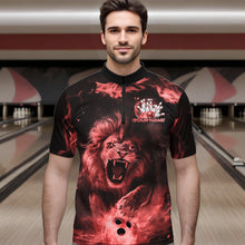 Load image into Gallery viewer, Custom Red Flame Lion Bowling Quarter-Zip Shirts For Men, Bowling League Shirt Team Uniform IPHW8981