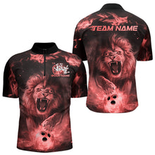 Load image into Gallery viewer, Custom Red Flame Lion Bowling Quarter-Zip Shirts For Men, Bowling League Shirt Team Uniform IPHW8981