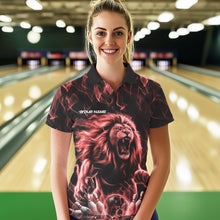 Load image into Gallery viewer, Custom Black And Red Flame Lion Bowling Women Polo Shirts, Lion Bowling Team Uniform IPHW8983