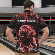 Load image into Gallery viewer, Custom Black And Red Flame Lion Bowling Men Quarter-Zip Shirts, Lion Bowling Team Uniform IPHW8983