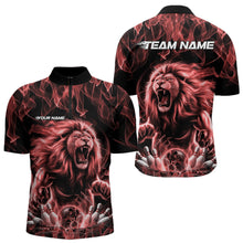 Load image into Gallery viewer, Custom Black And Red Flame Lion Bowling Men Quarter-Zip Shirts, Lion Bowling Team Uniform IPHW8983