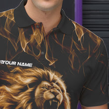 Load image into Gallery viewer, Custom Black And Yellow Flame Lion Bowling Men Polo Shirts, Lion Bowling Team Uniform IPHW8984