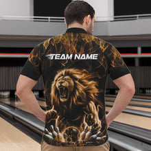 Load image into Gallery viewer, Custom Black And Yellow Flame Lion Bowling Men Quarter-Zip Shirts, Lion Bowling Team Uniform IPHW8984