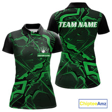 Load image into Gallery viewer, Custom Black And Green Lightning Crack Modern Bowling Team Polo Shirt For Women And Women IPHW11101