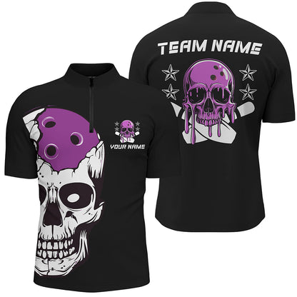 Purple Skull Bowling Ball Custom Men And Women Bowling Team Jerseys, Bowling Tournament Shirts IPHW6721