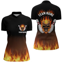 Load image into Gallery viewer, Personalized Women Bowling Shirts, Flame Skull Team Bowling Jerseys For Bowling Players IPHW5159