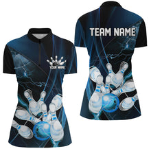 Load image into Gallery viewer, Blue Thunder Lightning Custom Ladies Bowling Shirts, Bowling Uniform Bowling League Shirt IPHW7294